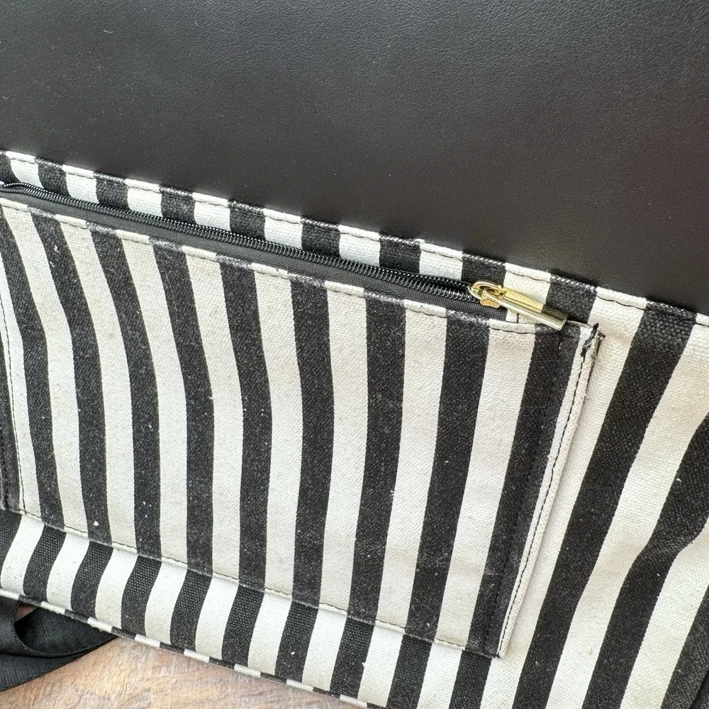 Lovevook Black White Striped Laptop Bag Satchel Shoulder Strap Handle Padded